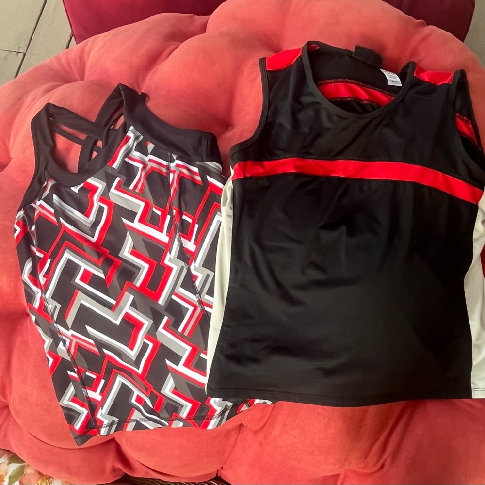 Nordic Track & Xersion workout racerback fitness tops tanks - black & red